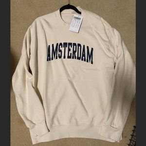BRANDY MELVILLE "Amsterdam" graphic cream crewneck sweatshirt